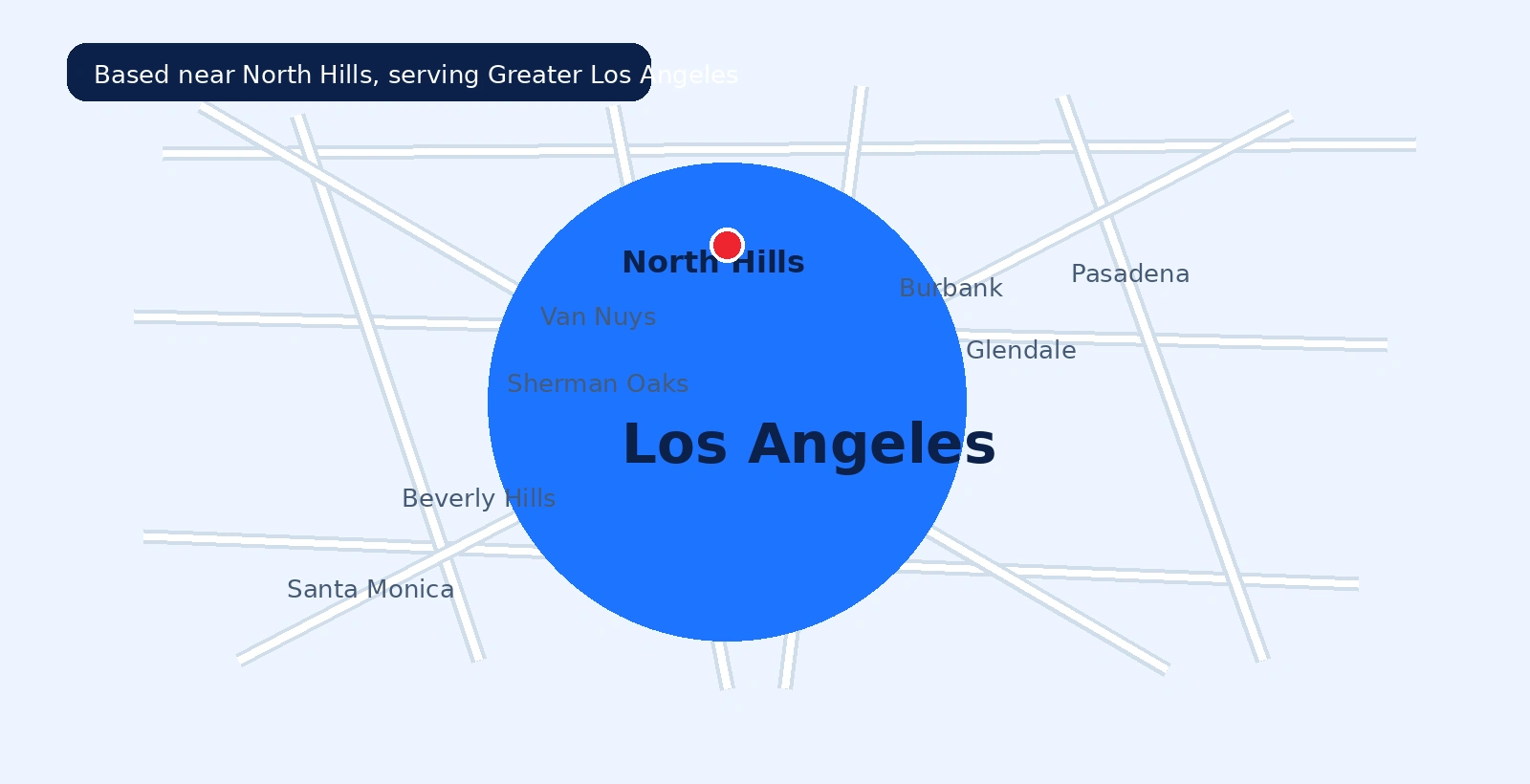 Los Angeles service area map